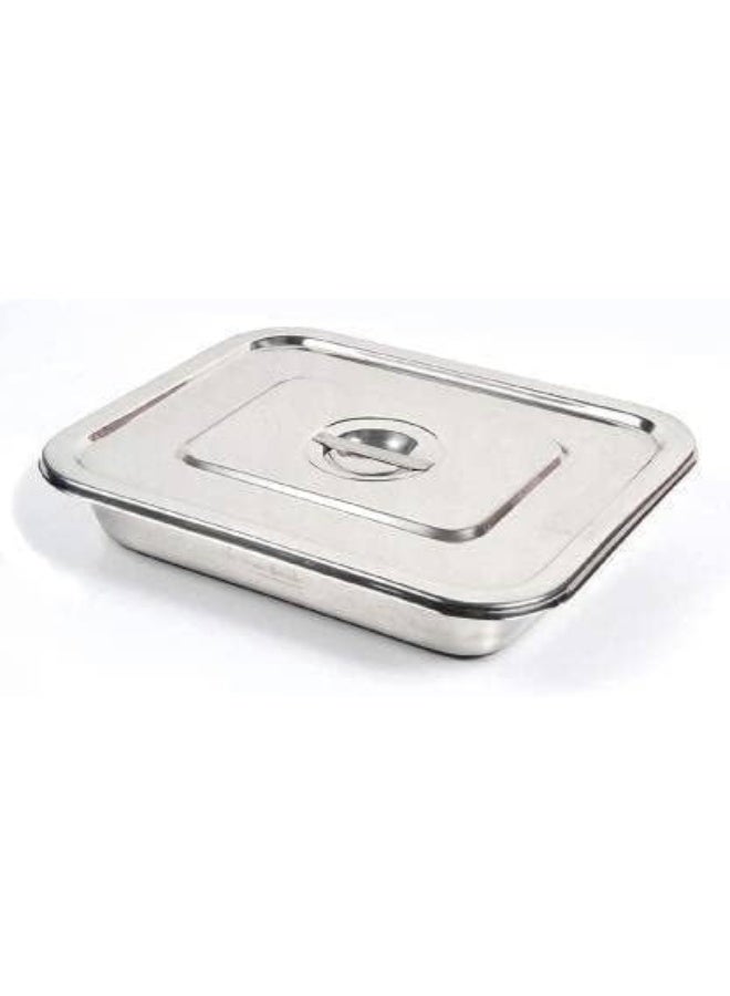 Medipulse Stainless Steel Instruments Tray with Lid 8 x 6 Inch Surgical Utility Tray